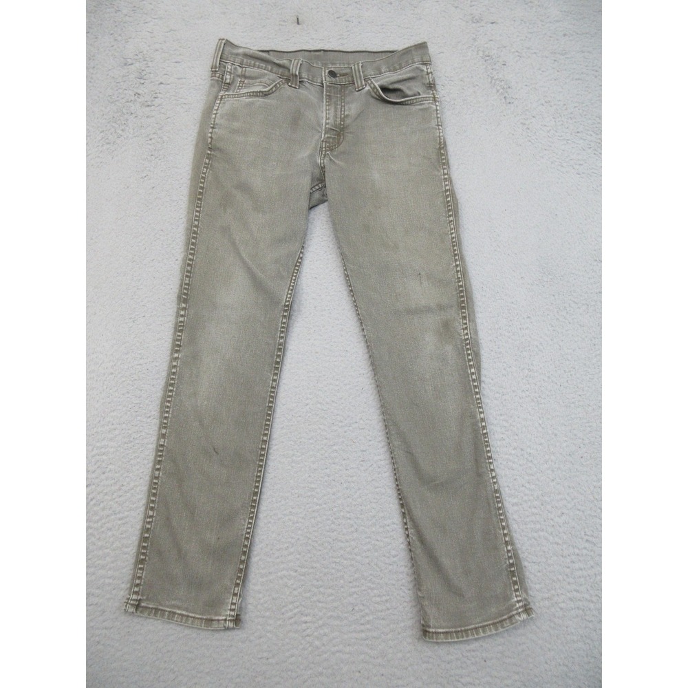 Levis 511 Slim Tapered Jeans Mens 30x30 Gray Khaki Stone Denim Garment Dyed Wash